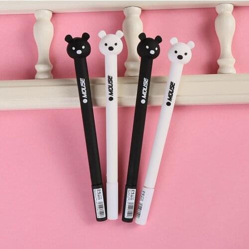 1X Simple Cute Animals Mouse Velvet Gel Pen Rollerball Pen School Office Supply Student Stationery 0.5mm Black Ink