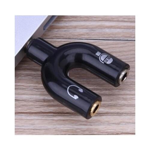 3.5mm Splitter Stereo Plug U-shape Stereo Audio Mic & Headphone Earphone Splitter Adapters For Mobile Phone Tablet PC MP3 Player