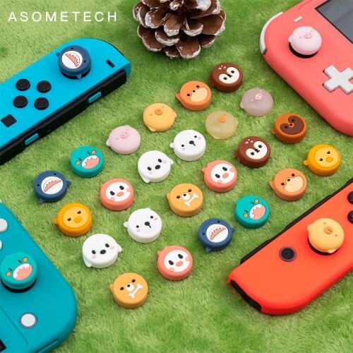 4PCS Cute Animal Design Thumb Grip Caps Joystick Cap for Nintendo Switch Lite Soft Silicone Cover for Switch Joy-Con Controller