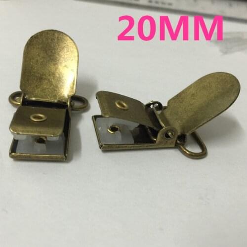 50pcs/lot 20mm Metal Antique Bronze Tone Hook baby Dummy Pacifier Holder Clips Suspender Clip Soother clips for ribbon