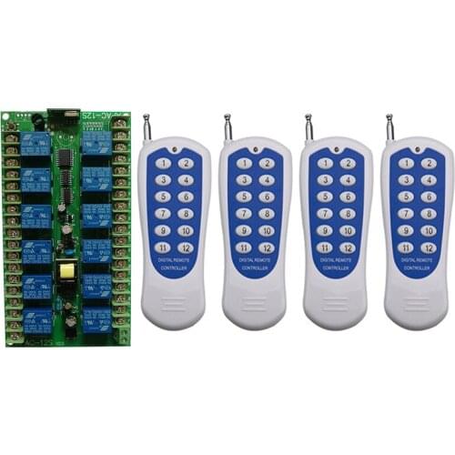 500m AC 220V 12 CH Channel 12CH RF Wireless Remote Control LED Light Bulb Switch System Receiver + Transmitter, 315 433 MHz