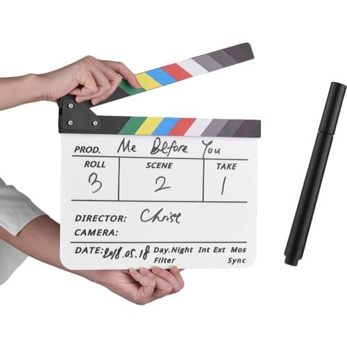 Acrylic Director Film Clapboard Movie TV Cut Action Scene Clapper Board Slate with Marker Pen