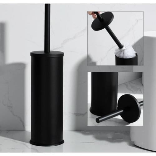 Bathroom Accessories Space Aluminum Standing Toilet Brush Holder Matte Black Creative Washroom Accessory Toilet Clean Brush