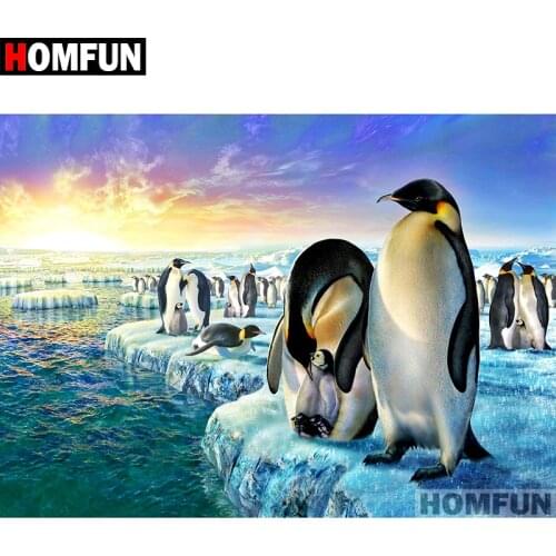 HOMFUN Full Square/Round Drill 5D DIY Diamond Painting "Animal penguin" Embroidery Cross Stitch 5D Home Decor Gift A07019