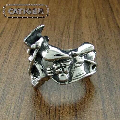 Free Shipping Punk 316L Stainless Steel Silver color Black Motorcycle Ring Biker Rings Jewelry