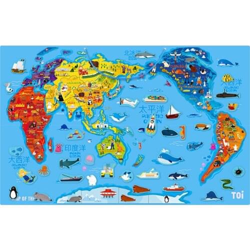 Large World Map Magnetic Puzzles Kids Toy Montessori Materials Educational Toys For Children Magnet World Cultural Teaching Aids