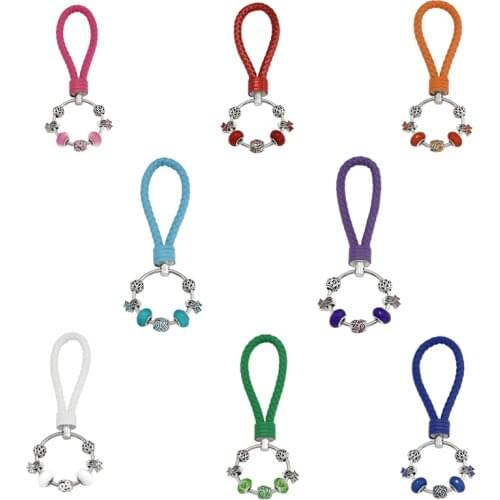 Custom Breast Cancer Awareness Keychain Ribbon Alloy Beads Mens And Womens Universal Key Ring