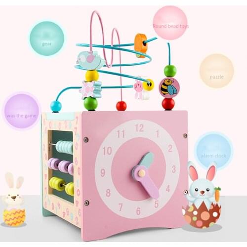 Beads Maze Activity Cube Wooden Toys Beads Shape Sorter Sorting Toys for Baby 1 Year Old Boys Girls Educational Toy Gift