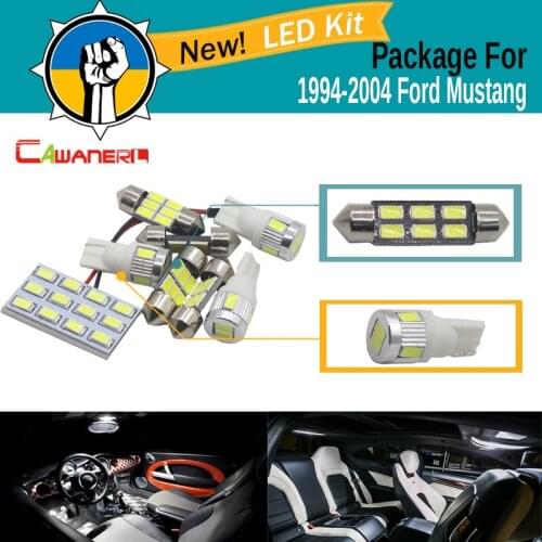 Cawanerl Car 5630 SMD Interior Map Dome License Plate Light LED Bulb LED Kit Package White Fit For Ford Mustang 1994-2004