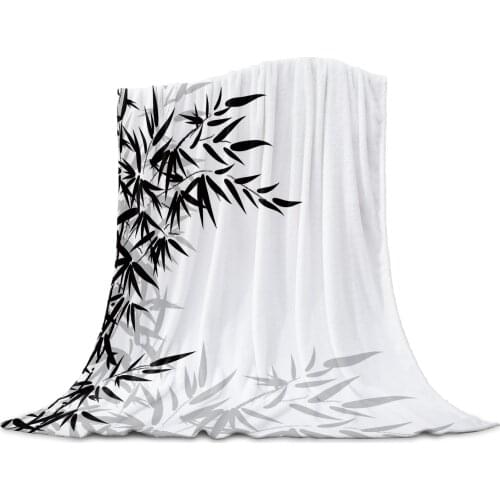 Black And White Bamboo Throw Blanket Home Decoration Sofa Blanket Warm Microfiber Blankets for Bedroom