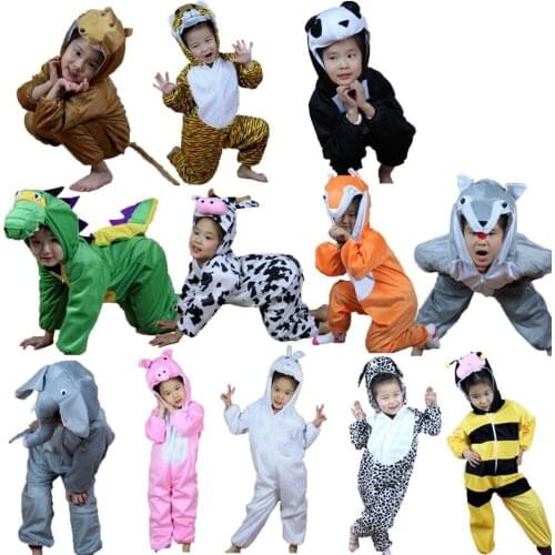 Purim Children Kids Animal Costume Cosplay Tiger Elephant Milk Halloween Animals Cosplay Performance Jumpsuit for Boy Girl