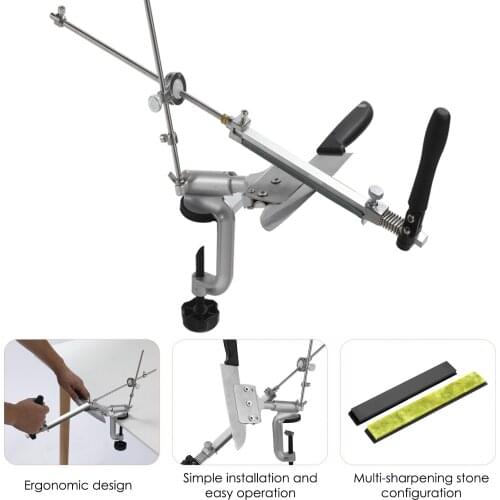 Home Knife Sharpener Stainless Steel Chef Knife Sharpening Kit System 360° Rotation Flip Design With 6 Whetstones Kitchen Home