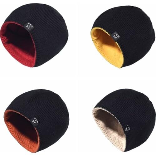 Double-sided wear Brimless Hats Hip Hop Beanie Skullcap Street Knitted Hat Women Men Acrylic Unisex Casual Solid Melon Cap