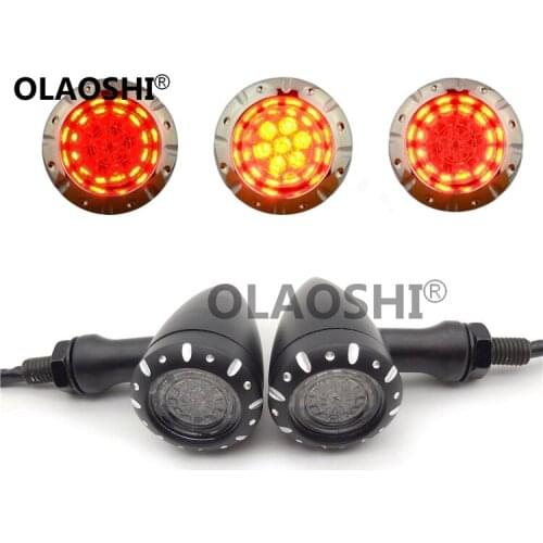 Motorcycle Flashing LED Turn Signals Brake Blinker Light 12V For Harley Chopper Cruiser Bobber Cafe Racer Black Indicator Light