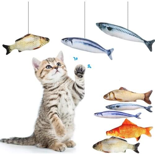 18CM Cat Toy Fish Plush Cat Scratcher Toy Interactive Fish Catnip Toys Stuffed Pillow Simulation Fish Playing Toy For Cat Kitten