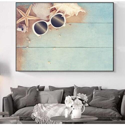 Modern Miami Beach Vacation Juicy Conch Seastar Canvas Art Magnificent View Sea Paintings for Living Room Wall Rectangle Print