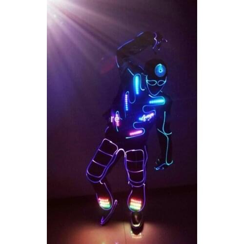 Robot dance performance show clothing IED programming led costume stage show light up suit glowing light change costumes