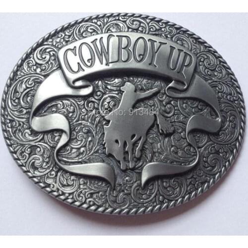 Cowboy belt buckle with pewter finish plating JF-B1074 suitable for 4cm wideth belt free shipping