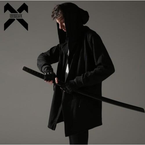 11 BYBBS DARK Black Hooded Wizard Trench Coat Windbreaker Men 2021 Autumn Function Hoody Jacket Punk Streetwear Techwear WB199