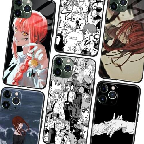 Makima Chainsaw Man Manga Anime Soft TPU Glass Phone Case for IPhone SE 6s 7 8 Plus X Xr Xs 11 12 Mini Pro Max Samsung Redmi