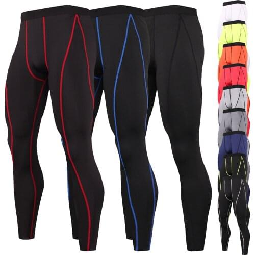 Mens Bodybuilding Compression Tight Pants MMA Running Long Trousers Gym Workout Sportswear Jogging Tights Dry Fit Sport Leggings