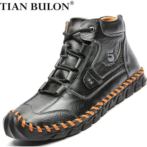 Autumn Winter Mens Ankle Boots Handmade Leather Shoes Men Waterproof Western Boots High Quality Outdoor Non-slip Shoes for Men