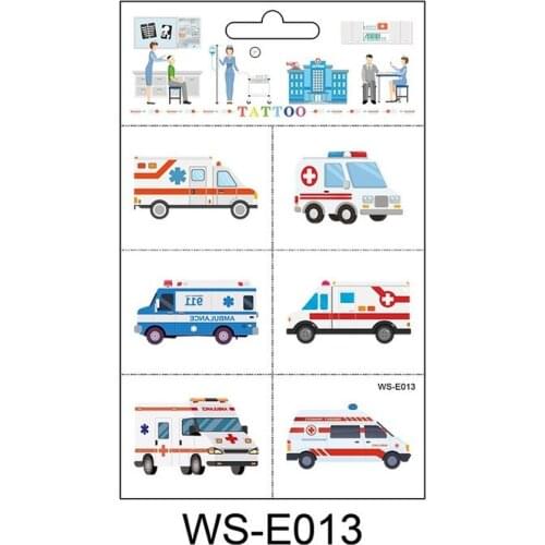 Cartoon Tattoo Stickers Waterproof Ambulance Doctors Nurses Playing Publicity Temporary Stickers for kids