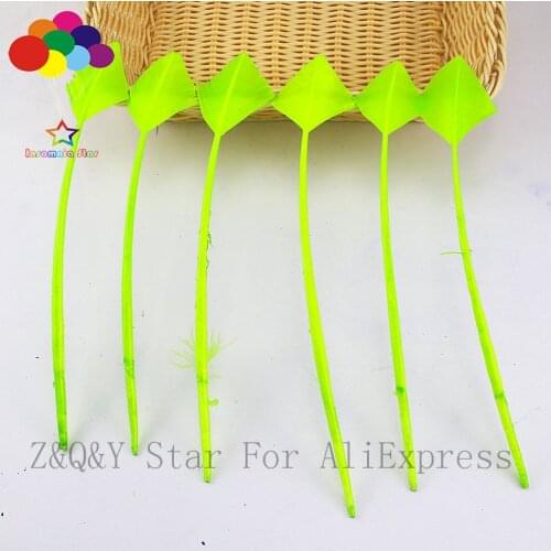 Natural turkey 25-30CM wolin feather front cut tip dyed fluorescent green DIY craft accessories feather