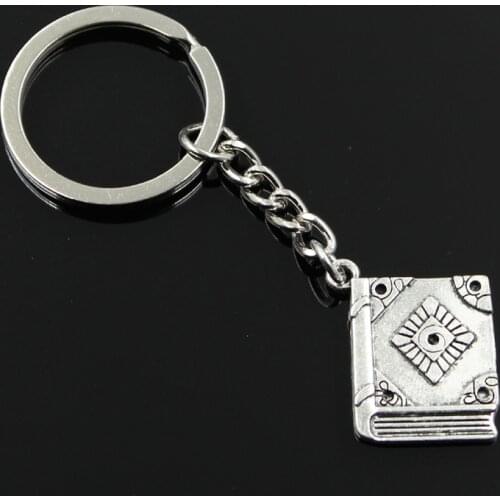 New Fashion Men 30mm Keychain DIY Metal Holder Chain Vintage Book Holy Bible 23x19mm Silver Color Pendant Gift