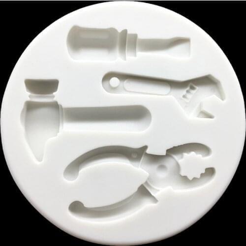 Wholesale 10 pcs/lot Hammer Wrench Bolt Driver Silicone Sugarcraft Mold Chocolate Cupcake Baking Fondant Cake Decorating Tools