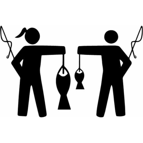 Personality Funny Fishing Girl and Lad Fishing Personality Pvc Car Sticker Car Window Suitable for Various Models Black/white