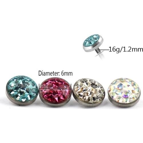 1PC Stainless Steel Dermal Piercing Micro Dermal Anchor CZ gem Top Dermal Piercings Surface Piercing Stud 1.2MM/16G