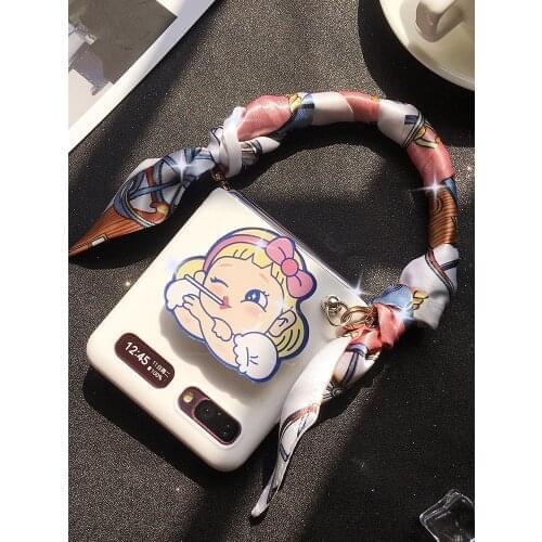 Suitable for Samsung zflip handkerchief 5g mobile phone case f7070 lanyard Korean protective case folding screen womens model