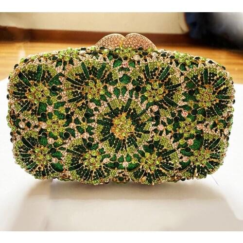 Luxury Blue/Red/Champagne 8 Colors Crystal Evening Clutch Best Design Women’s Party Prom Clutches Shoulder Chain Phone Handbags