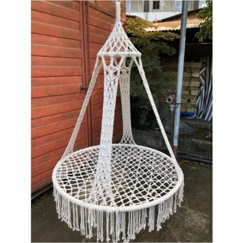 Nordic wind hollow mesh cotton rope woven baby basket photography camera props indoor chair hammock swingindoor swing