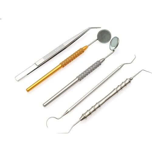 Dental stainless steel mouth mirror, dental probe, dental curved tweezers, dentist inspection tool, mouth lens, intraoral camera