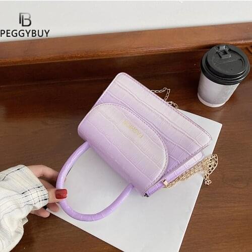 Mini Square Flap Crossbody bag 2021 Summer New Quality Leather Womens Designer Handbag Gradient Color Shoulder Purse Messenger
