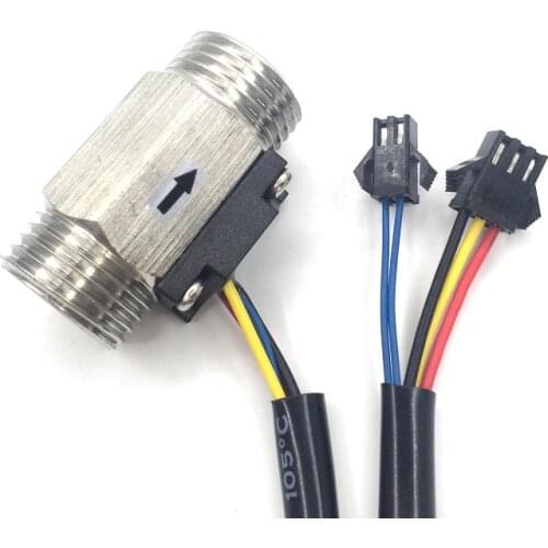 SUS304 G1/2" water liquid temperature measurement flow sensor meter Hall effect