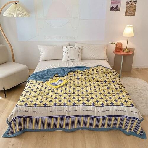 Svetanya European Bees Geometric Nordic Knitted Summer Quilted Thread Blanket Throws Cotton Full Queen Sheets Bedspread
