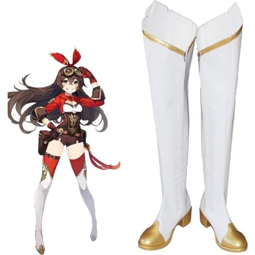 Hot Game Genshin Impact Amber Cosplay Shoes Long Boots Klee Cosplay Wig Halloween Carnival Party Role Play Prop