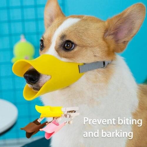 Funny Dog Muzzle Silicone Duck Muzzle Mask for Dogs Anti Bite Stop Barking Pet Mouth Muzzles Pet Accessories