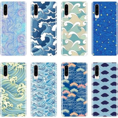 Back Cover For Huawei P20 Lite P Smart Plus 2019 Art Wave Blue Soft Silicone Case For Huawei P30 Lite Pro P Smart Z Phone Case