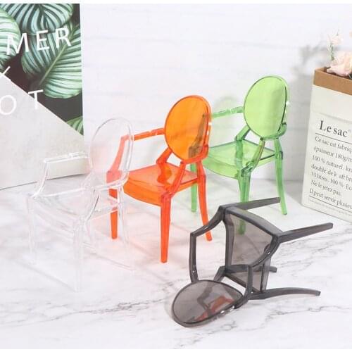 1pc Clear Transparent Plastic Chair Furniture Decor Dollhouse Miniature Accessories Mini Doll House