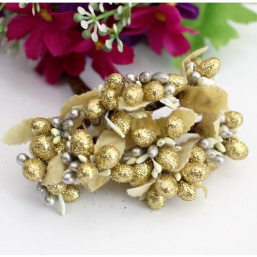WedFavor 100pcs Artificial Glitter Pip Berry Bouquet Fruit Flower Stamens DIY Hair Garland Box Wedding Scrapbooking Decoration