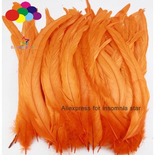 100PCS 20-45CM orange Rooster tail Feathers For Decoration Craft Feather Christmas Diy Pheasant Feather