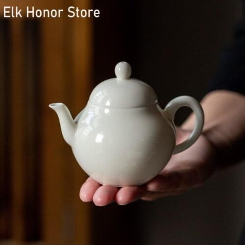120ml Japanese Style Antique Apricot White Pear Pot Personal Handmade Pottery Strainers Filter Teakettle Flower Tea Cups Teaset