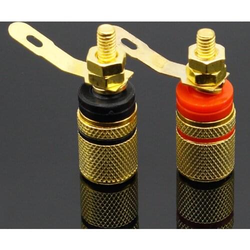 2pcs Gold Plated Amplifier Speaker Terminal Binding Post Banana Plug Socket Connector Suitable for 4mm banana plugs
