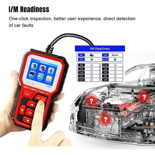 2 In 1 KW681 6V 12V Car Motorcycle Battery Tester Auto Diagnostic Tool 2000 CCA Car OBD2 Scanner