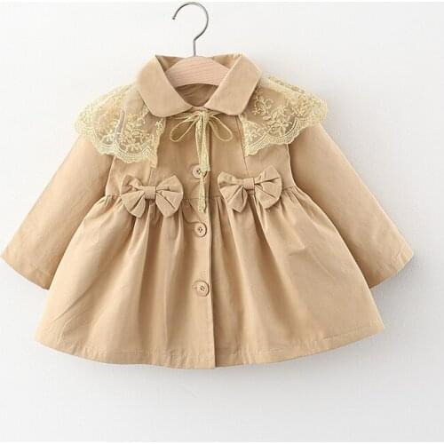 2021 Toddlers Baby Coat Trench Tops Button Bandage Ruffle Casual Jacket Girls Solid Windbreaker Coat Girls Trench Outwear