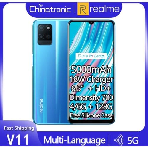 2021 New Original Realme V11 6GB 128GB NR SR 5G Mobile Phone 6.5"HD+ Dimensity 700 Octa Core 5000mAh 18W Fast Charger